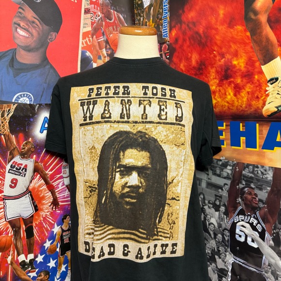 Vintage Peter Tosh Wanted Dead or Alive T Shirt Reggae Music Mens Sz XL - Picture 1 of 6